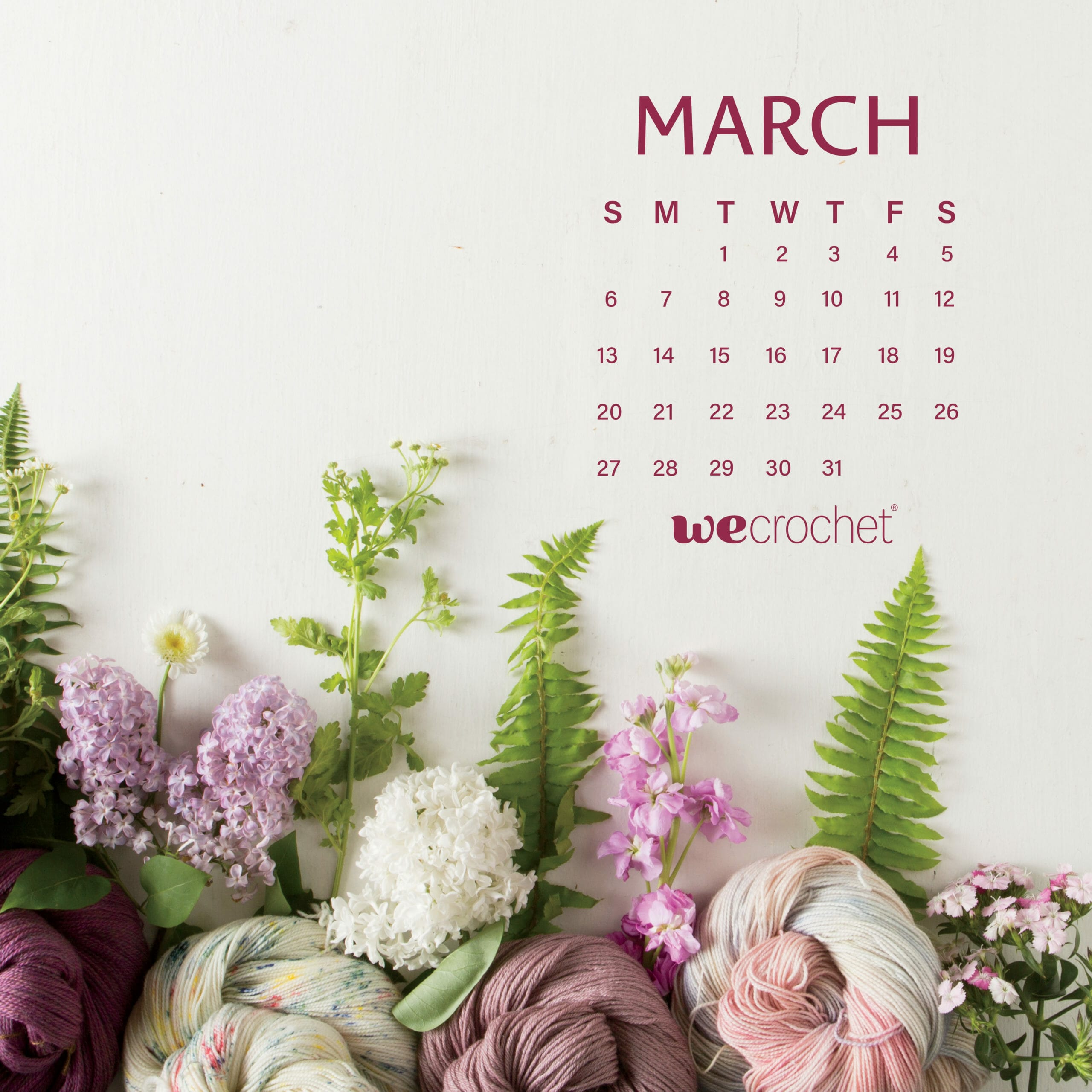 Free Download: March 2022 Calendar Wallpaper - WeCrochet Staff Blog