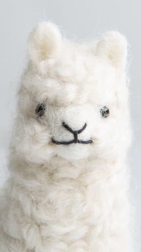 A white background features an adorable white wooly alpaca toy face looking at you along with a June 2020 calendar