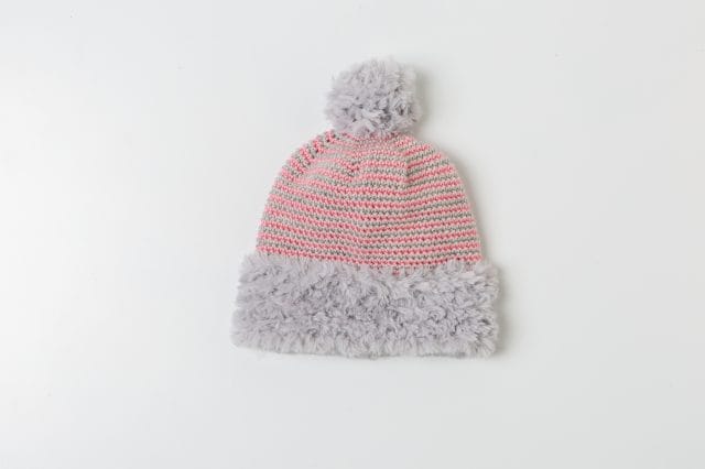 Baby Snap On Pom Poms Beanie with Strings Pink