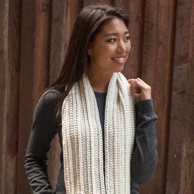 Crochet.com gives away a free crochet pattern every week during the 12 weeks of gifting! This week's pattern is the Cozy Infinity Scarf. Image shows: a model wearing a ...
</p data-eio=