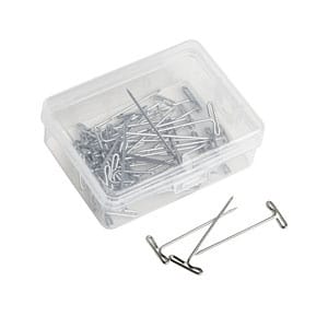 10 Thrifty Crochet Tips from the WeCrochet Blog at crochet.com. This photo shows: T-pins, which are T-shaped metal pins used for blocking projects.