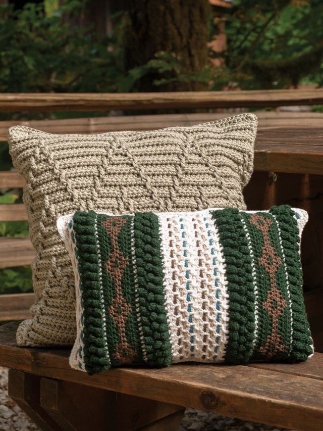 Two crocheted pillows