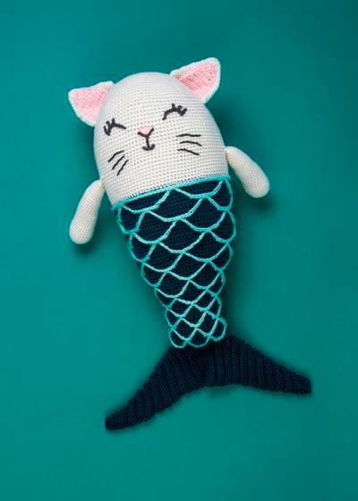 Catfish Purr-maid crochet amigurumi pattern. One of the great free crochet patterns from WeCrochet!