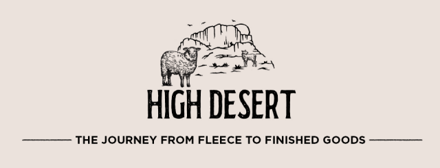 Infographic with a sheep graphic and text: High Desert: The Journey from Fleece to Finished Wool