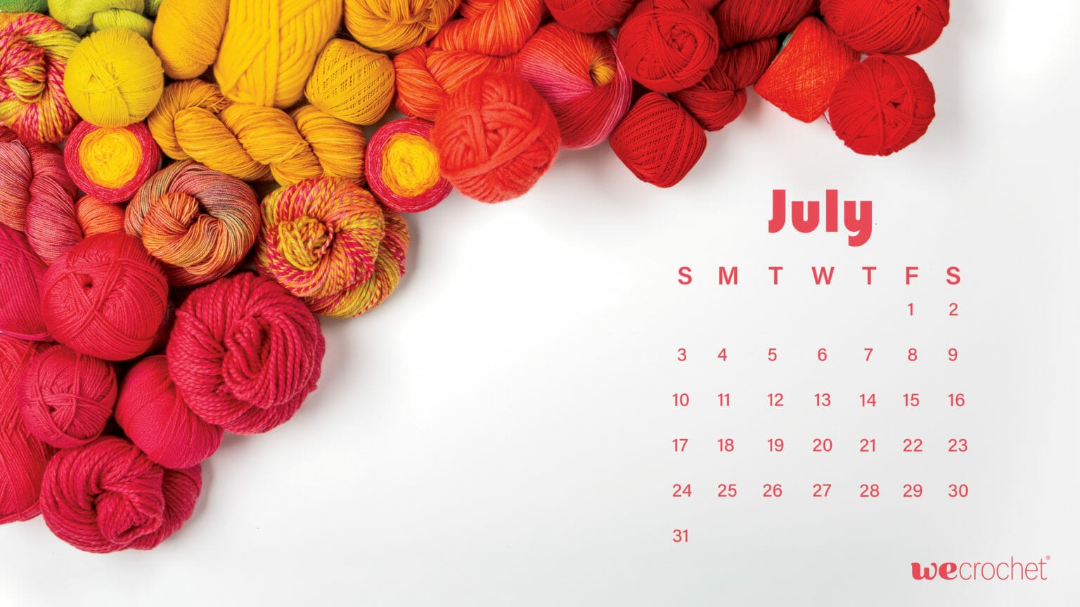 Free Download: July 2022 Calendar Wallpaper - WeCrochet Staff Blog