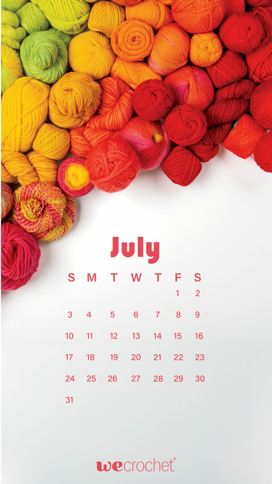 Free Download: July 2022 Calendar Wallpaper - WeCrochet Staff Blog